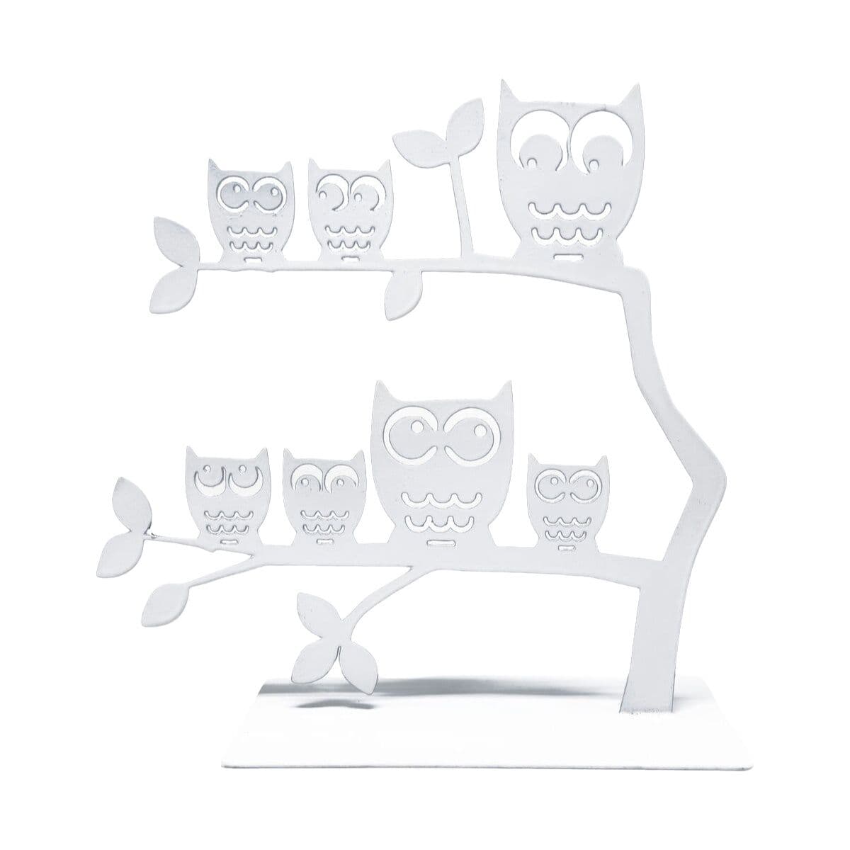 Jewellery Stand Versa White Metal Iron 7 X 18 X 18 CM Owl Famil
