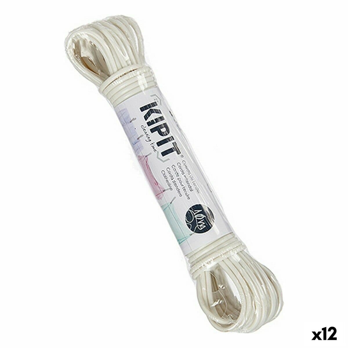 Washing Line Kipit White PVC 10 m 18 x 3 x 4 cm (12 Units)