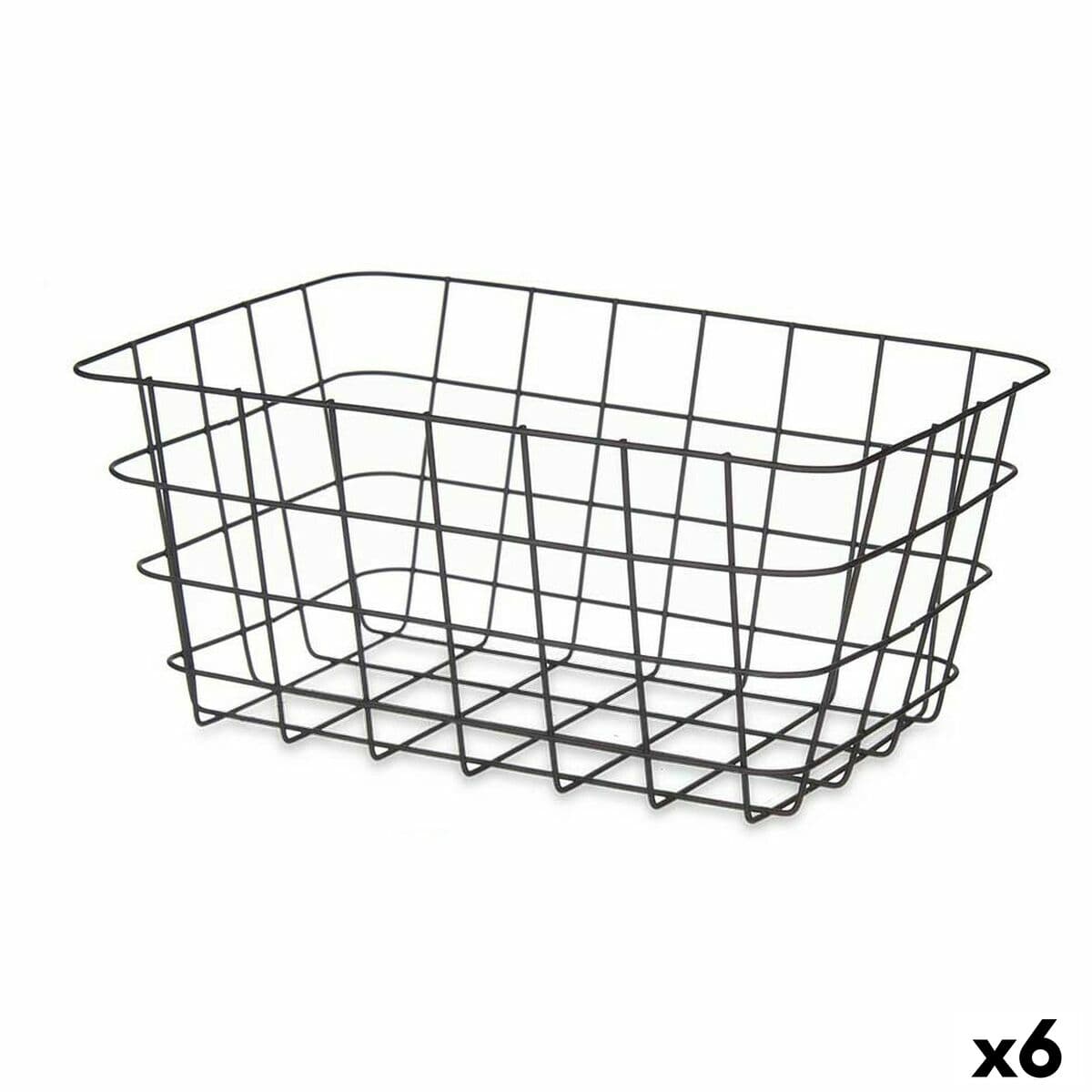Multi-purpose basket Kinvara Black Metal 30,3 x 14 x 22,5 cm Rectangular (6 Units)