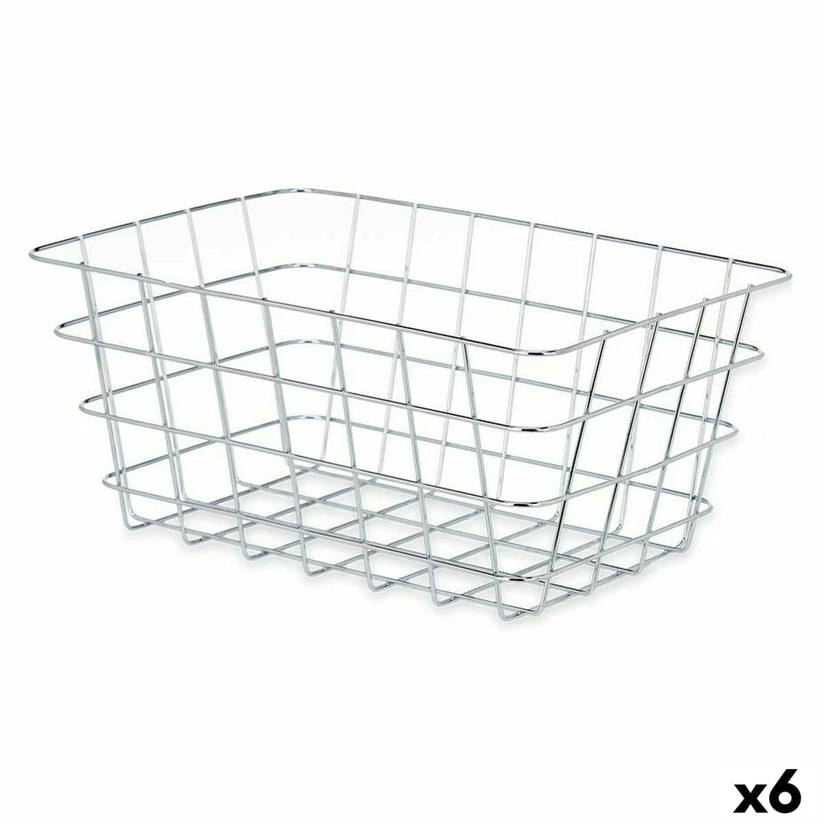 Multi-purpose basket Kinvara Silver Metal 31 x 14 x 21 cm Rectangular (6 Units)
