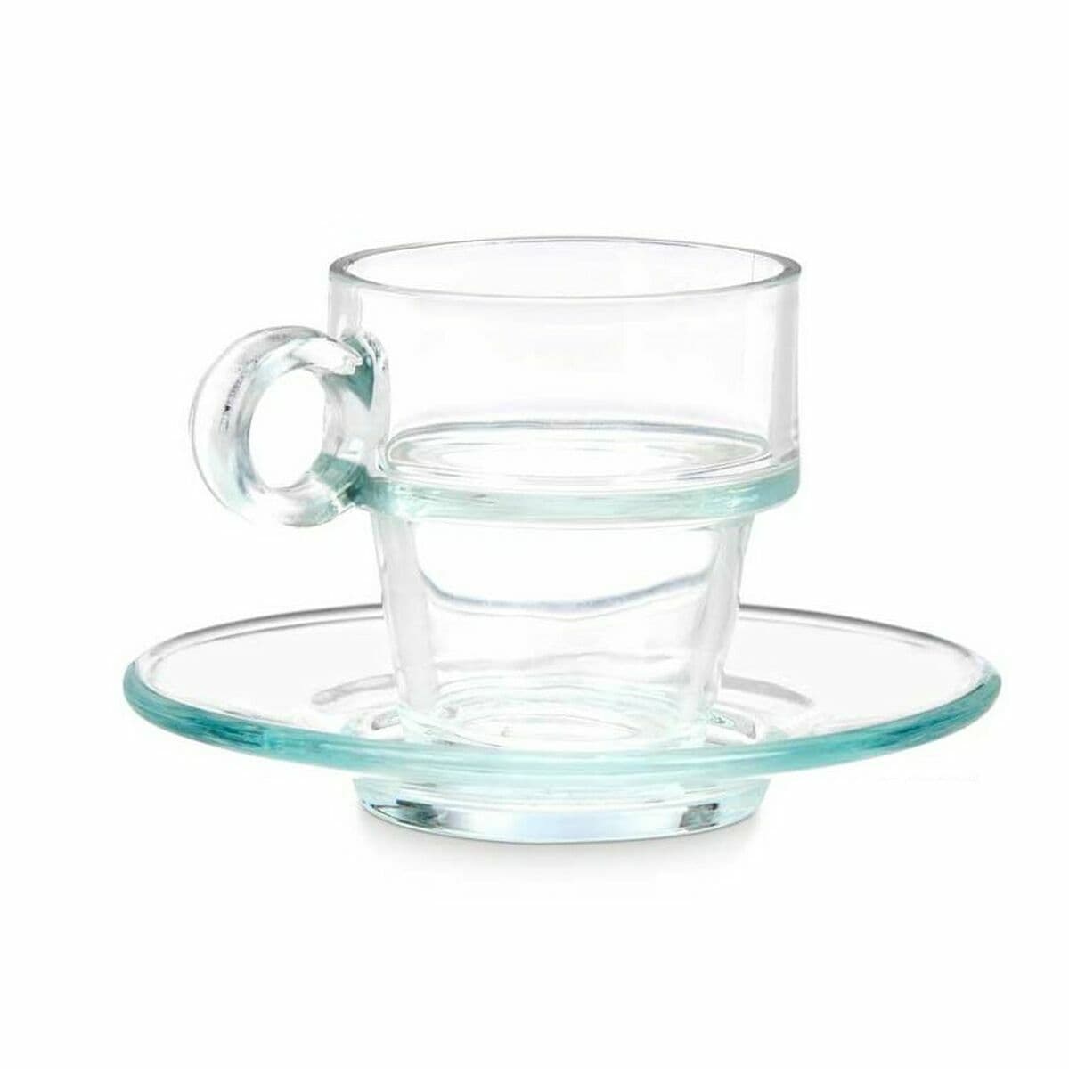Cup with Plate Vivalto Transparent Glass 90 ml (6 Units)