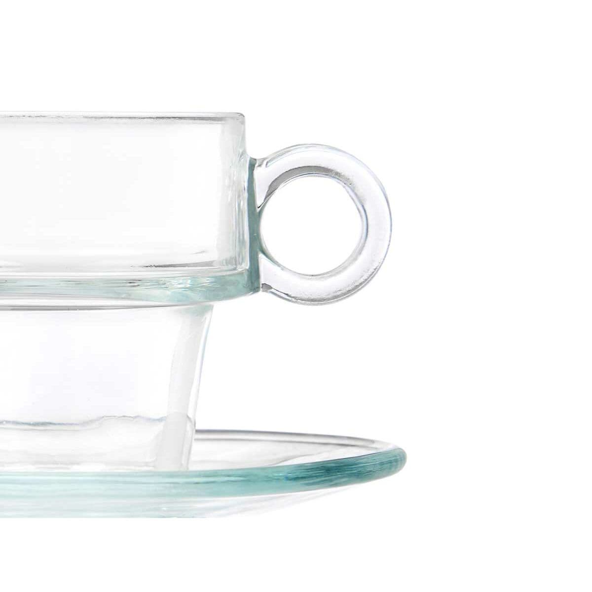 Cup with Plate Vivalto Transparent Glass 90 ml (6 Units)
