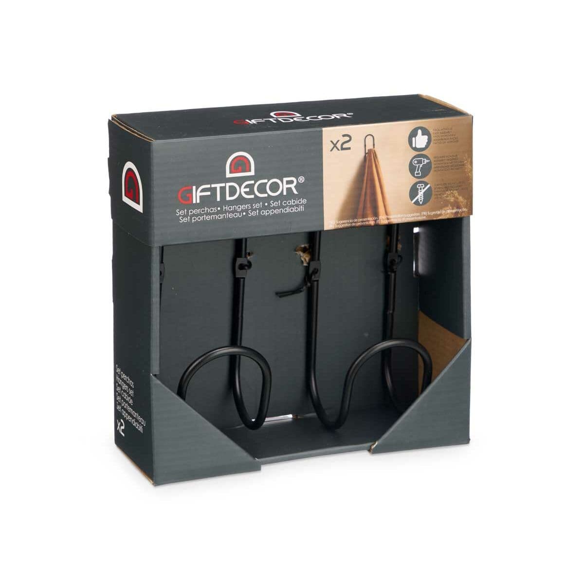 Hangers Gift Decor Black Metal Set 2 Pieces (6 Units)