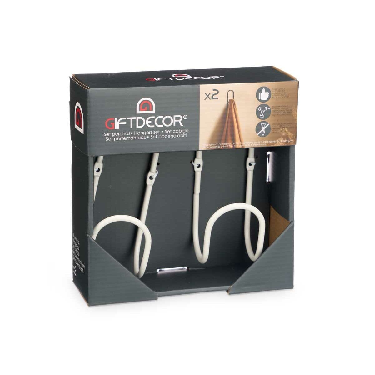 Hangers Gift Decor White Metal Set 2 Pieces (6 Units)