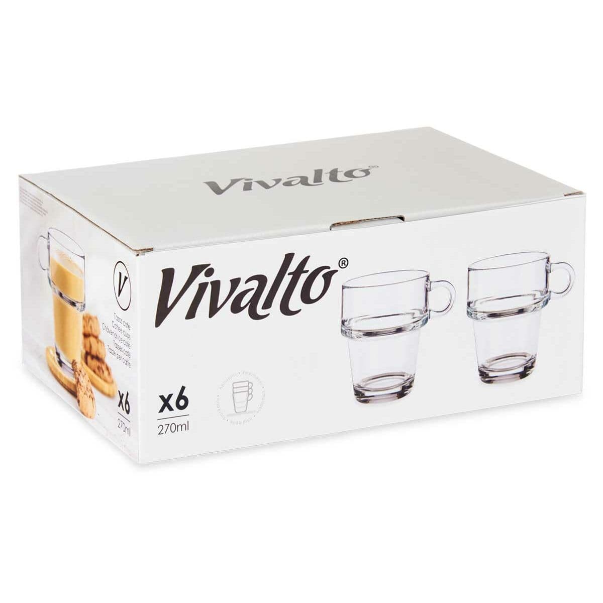 Tea and coffee cup Vivalto Transparent Glass 270 ml (6 Units)