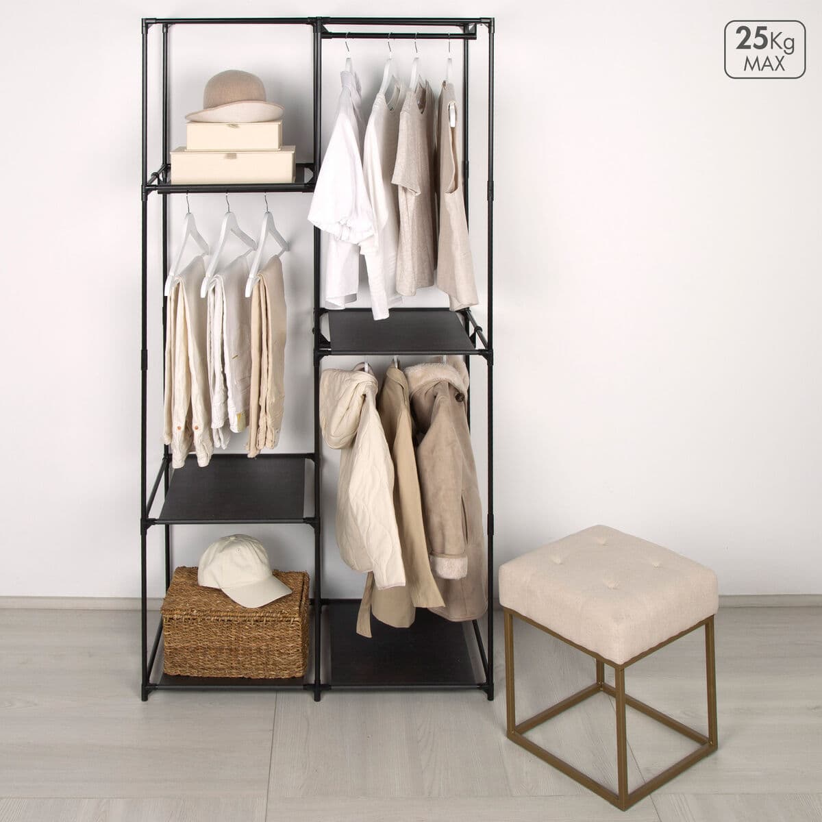 Clothes and Shoe Organiser Max Home Black 88 X 167 X 45 CM 2 Units