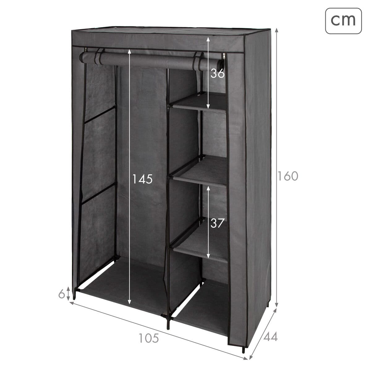 Clothes and Shoe Organiser Max Home Dark grey 105 X 160 X 44 CM 2 Units