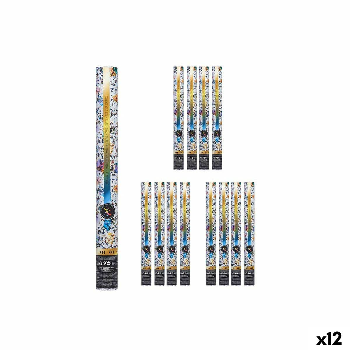Confetti cannon Multicolour Paper Cardboard Plastic 5 x 49 x 5 cm (12 Units)