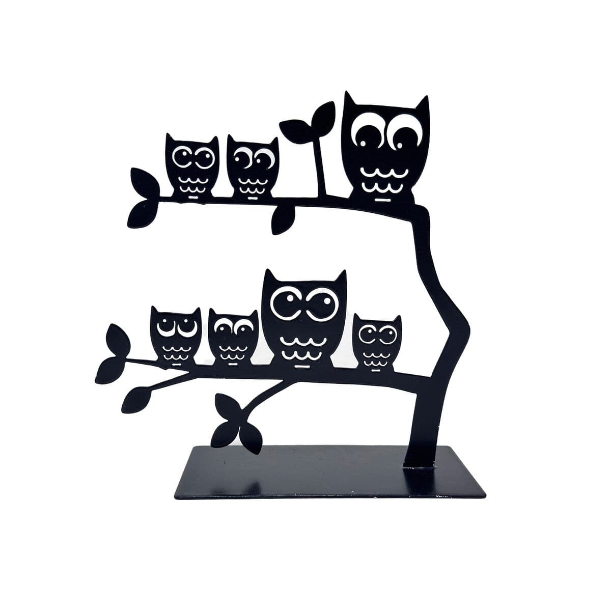 Jewellery Stand Versa Black Metal Iron 7 X 18 X 18 CM Owl Famil