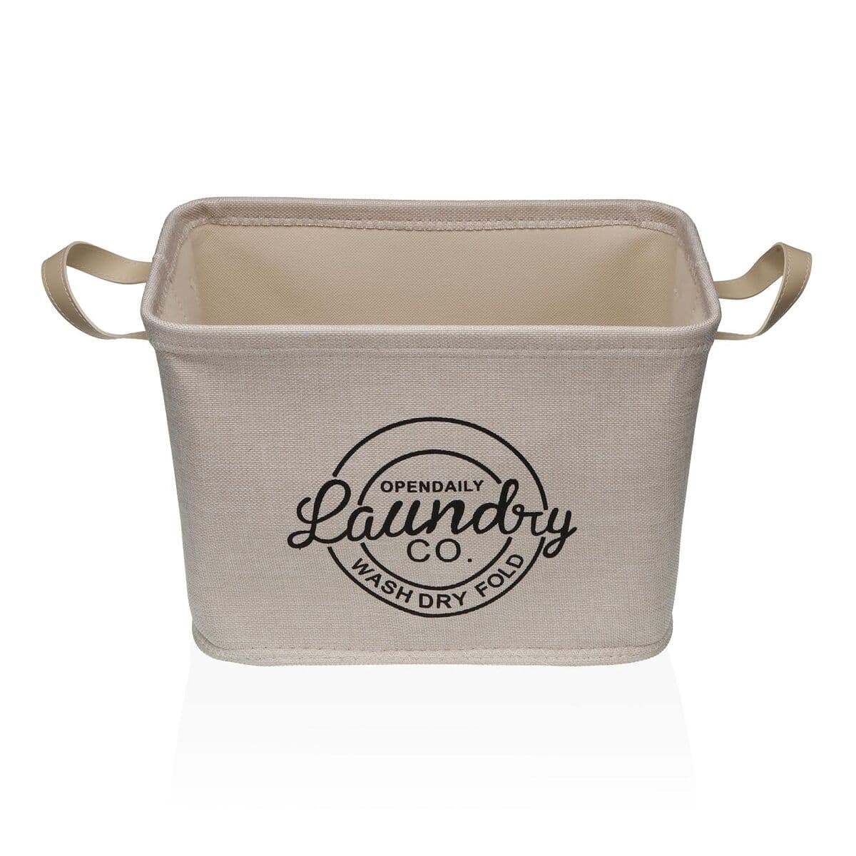 Laundry basket Versa Cream Polyester PVC Metal EVA 38 x 25 x 26 cm