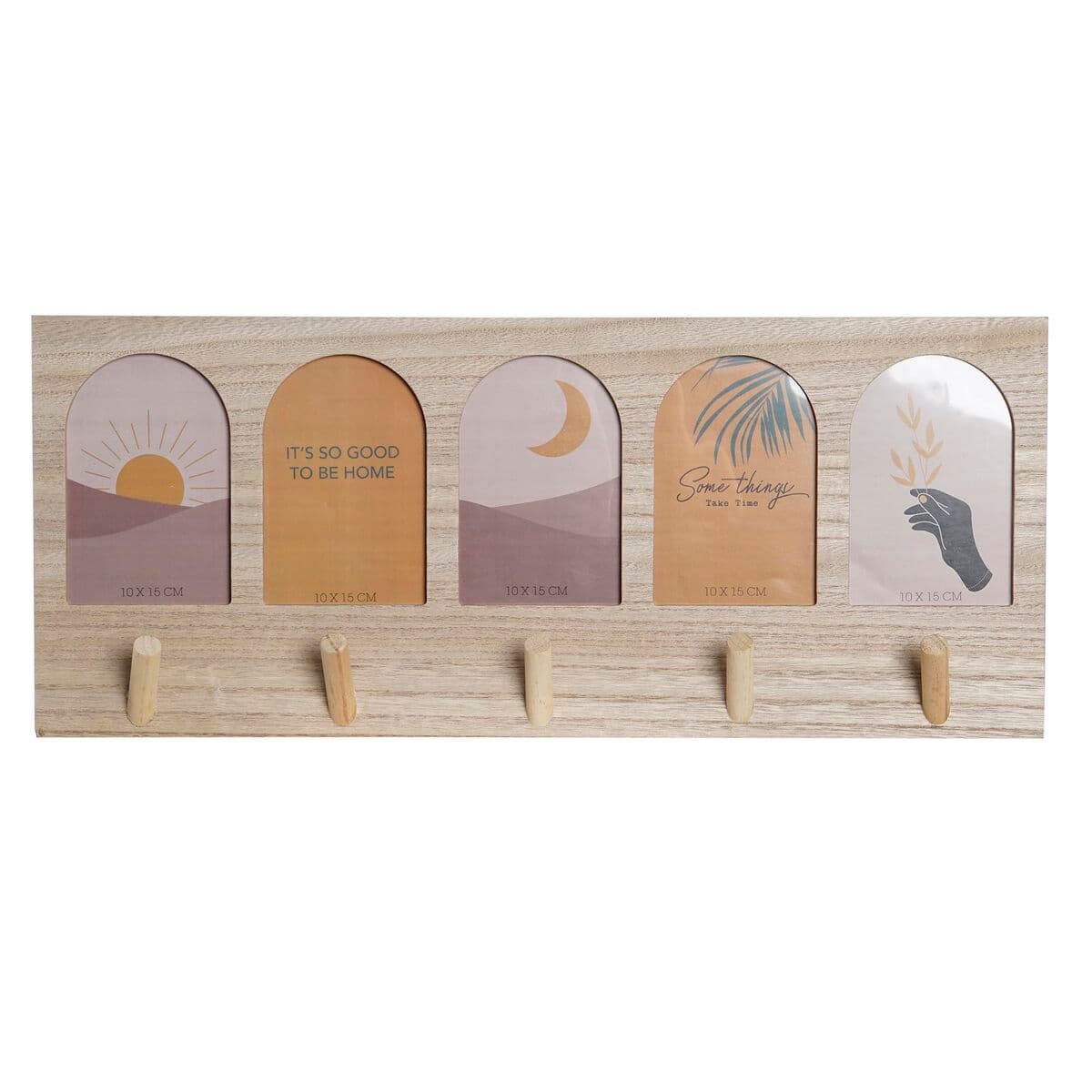 Coat rack DKD Home Decor 56 x 5 x 23,5 cm Natural Multicolour MDF Wood Boho
