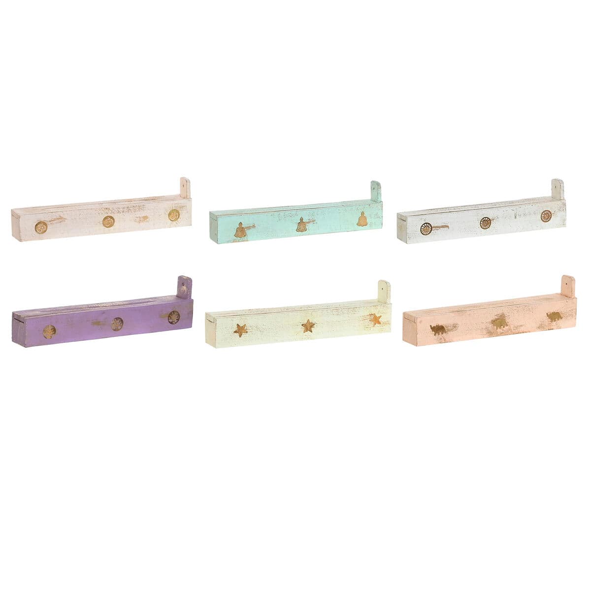 Essential oil burner Home ESPRIT Wood 24 x 4 x 6 cm (12 Pieces) (6 Units)