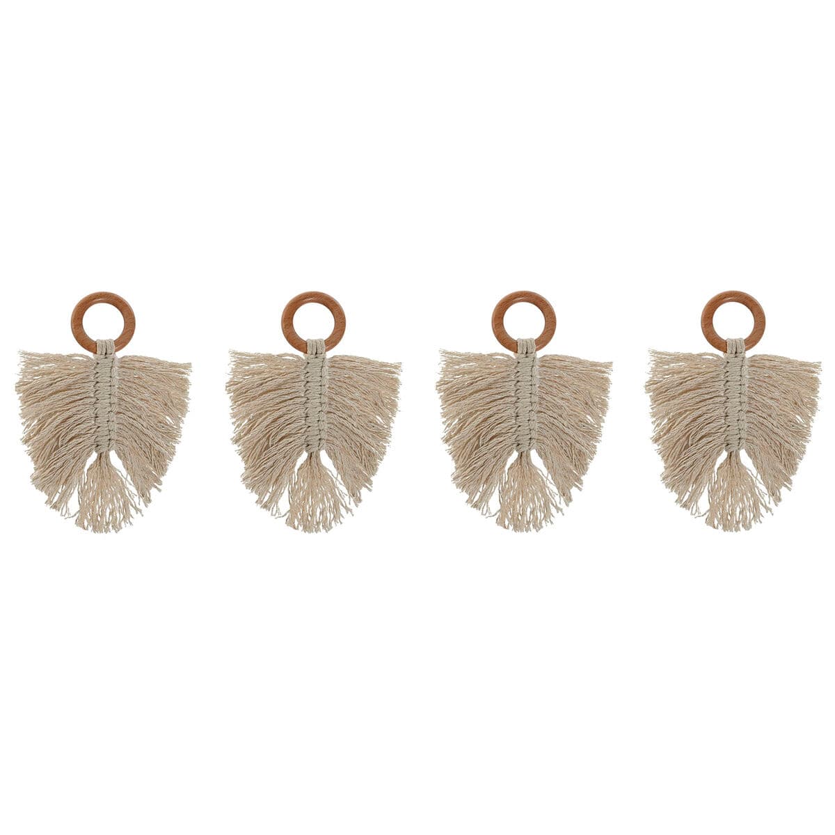 Napkin ring Home ESPRIT Natural Acacia Macrame 13 x 1 x 18 cm 4 Pieces