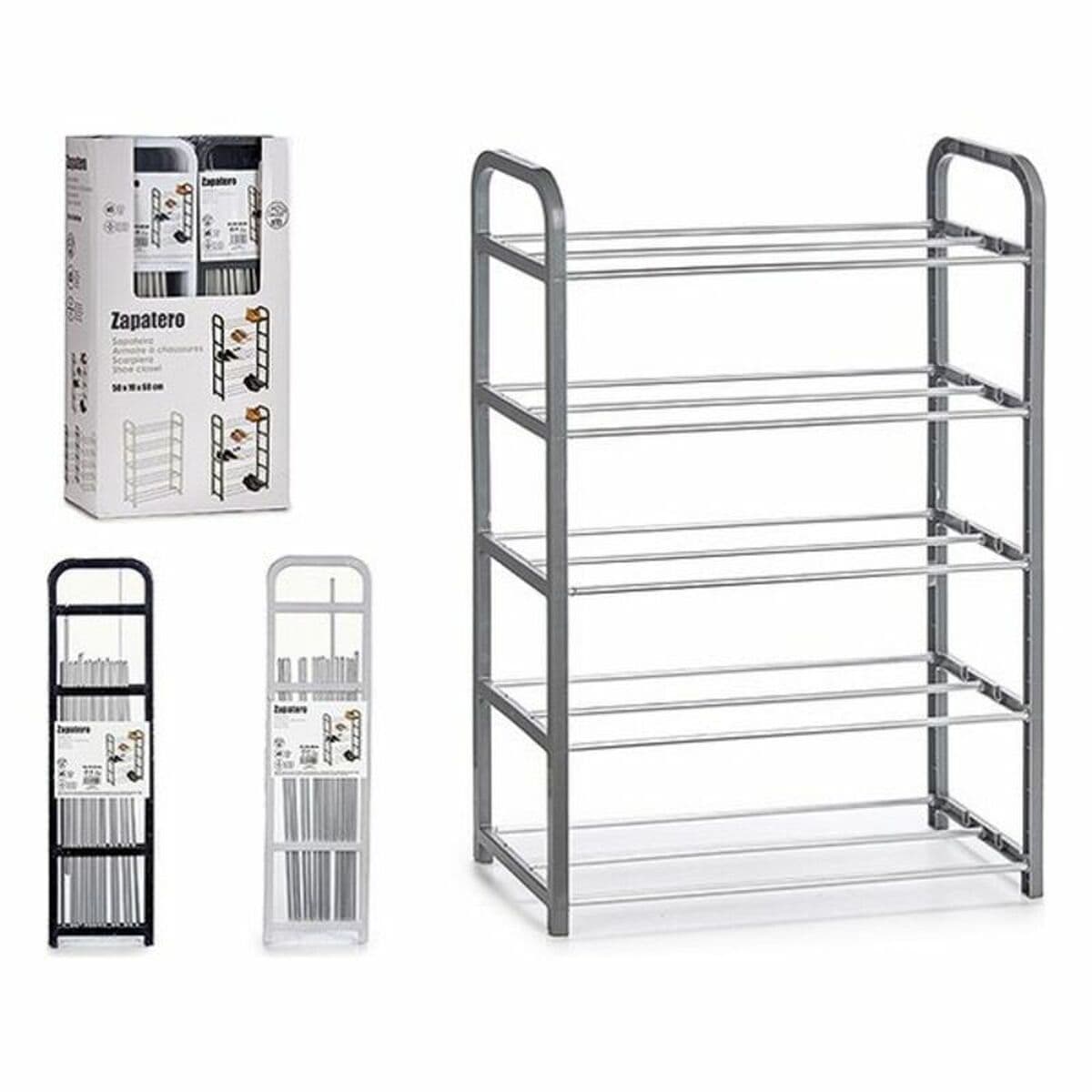 Shoe Rack Kipit White Black Grey Metal Steel polypropylene 68 x 3,5 x 18,5 cm 68 x 3 x 18,5 cm