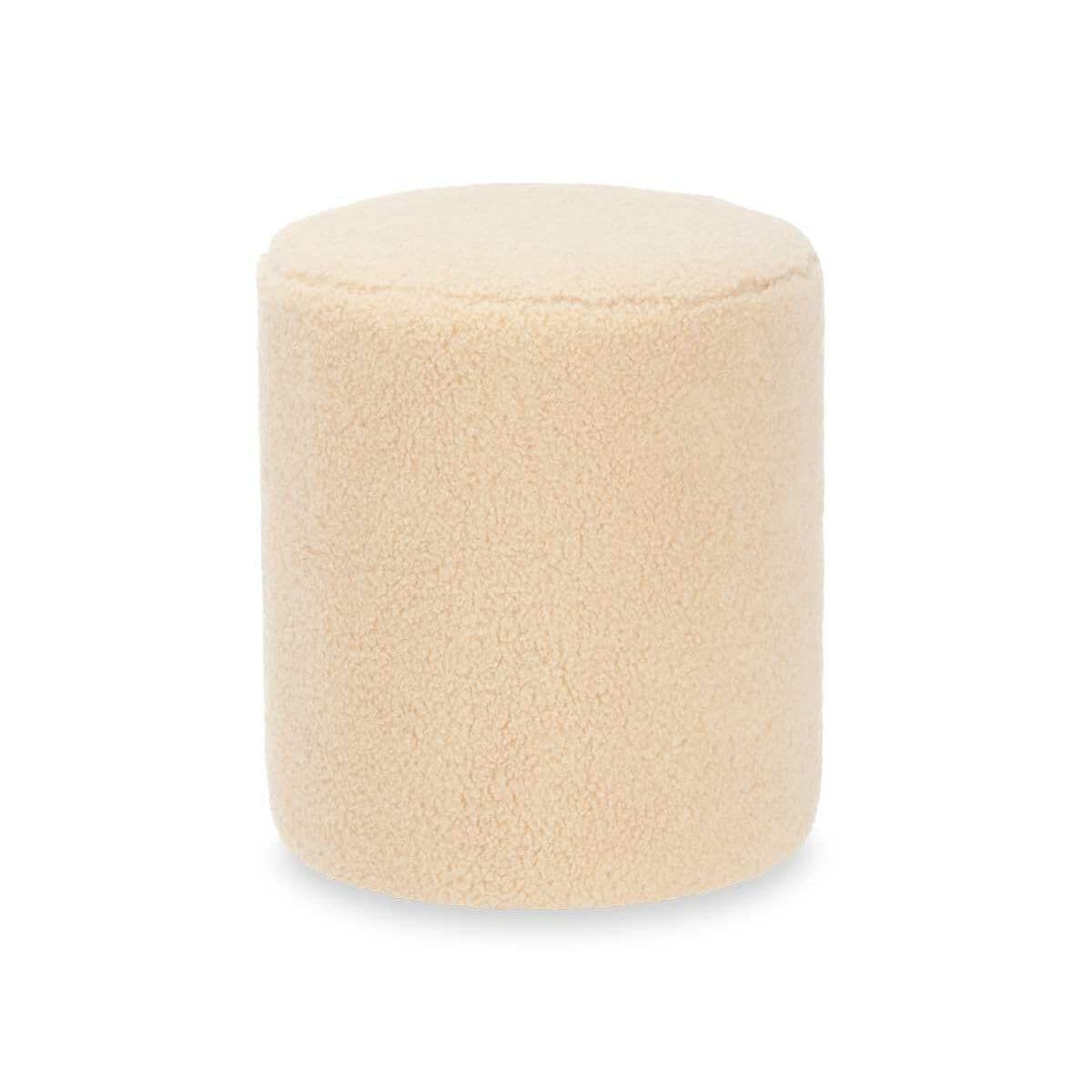Pouffe Gift Decor Beige Cloth MDF Wood