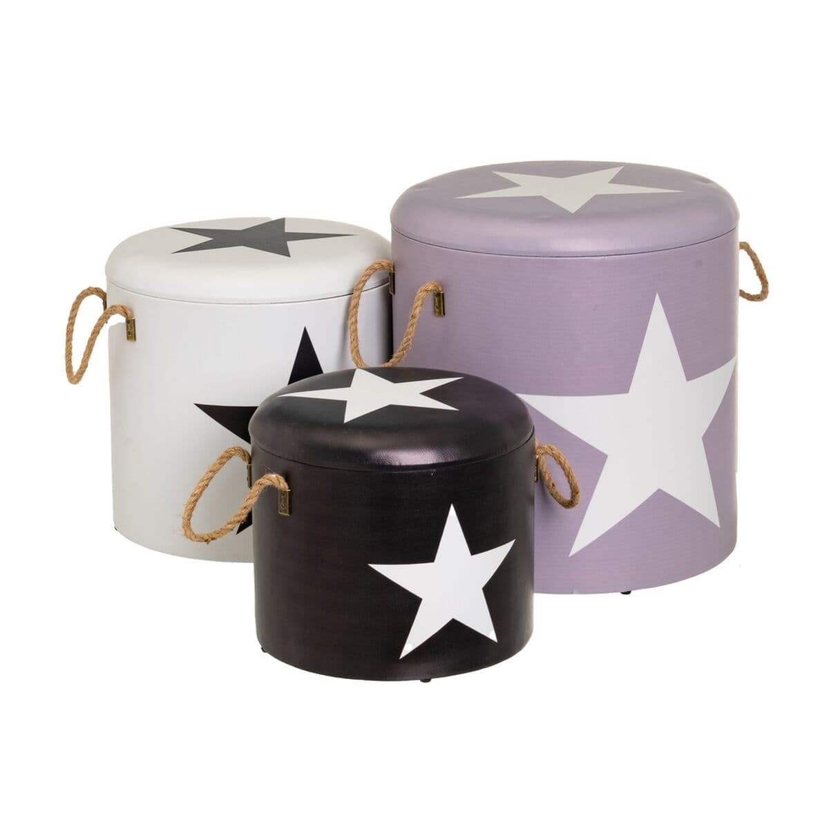 Stool with storage White Black Purple 40 x 40 x 42 cm